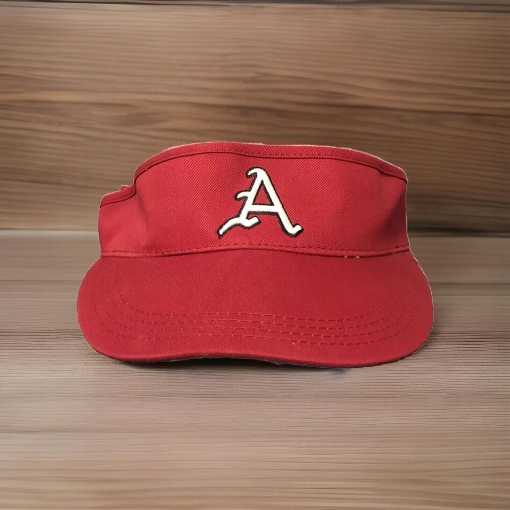 Arkansas Razorbacks Red Houndstooth Golf Visor Cap Adjustable Strap NCAA Hogs